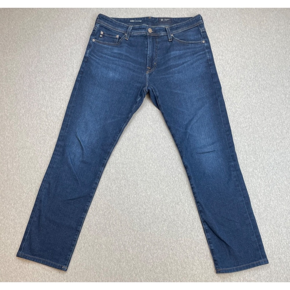 AG Adriano Goldshmied Jeans Mens 33 x 32 Blue Cotton Stretch Evert Slim Straight
